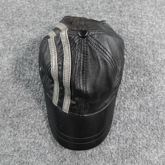 Wilson's Leather Hat OSFA Strapback Black Racing Stripe Baseball Cap - Picture 5 of 8